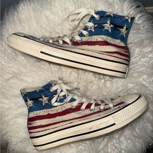 CONVERSE • USA 🇺🇸 American Flag Red, White, and Blue High-Tops Sneaker